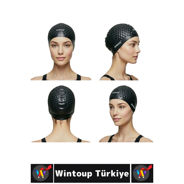 #Bone Yumuşak Elastik Silikon Havuz Deniz Yüzme Kulağa Su Kaçırmaz Büyük Beden Saç Bonesi İkili SET