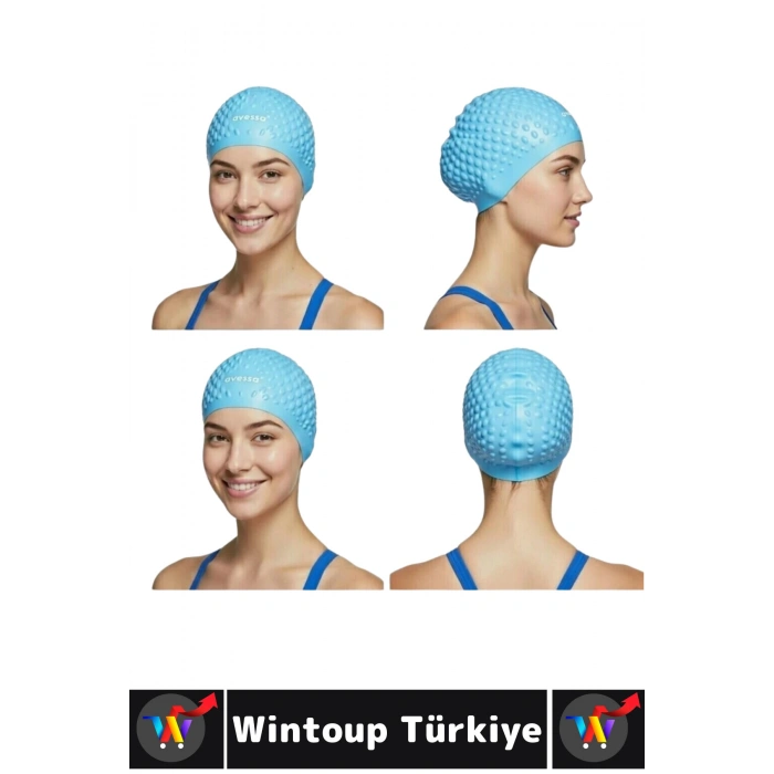 #Bone Yumuşak Elastik Silikon Havuz Deniz Yüzme Kulağa Su Kaçırmaz Büyük Beden Saç Bonesi İkili SET