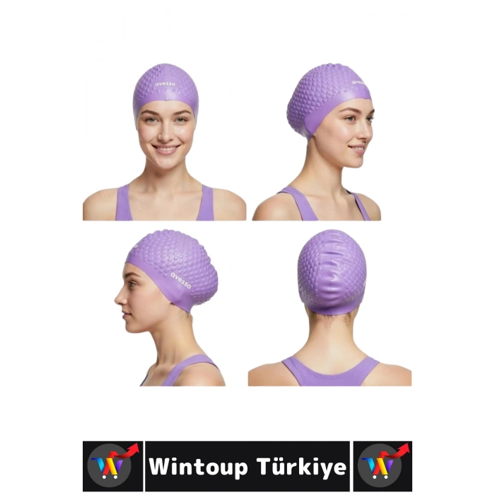 #Bone Yumuşak Elastik Silikon Havuz Deniz Yüzme Kulağa Su Kaçırmaz Büyük Beden Saç Bonesi İkili SET