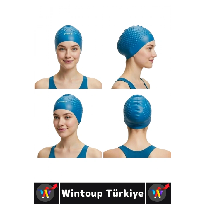 #Bone Yumuşak Havuz Deniz Yüzme Kulağa Su Kaçırmaz Elastik Silikon Büyük Beden Saç Bonesi İkili SET