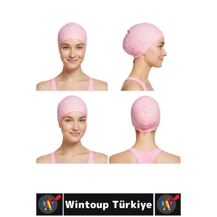 #Bone Yumuşak Havuz Deniz Yüzme Kulağa Su Kaçırmaz Elastik Silikon Büyük Beden Saç Bonesi İkili SET