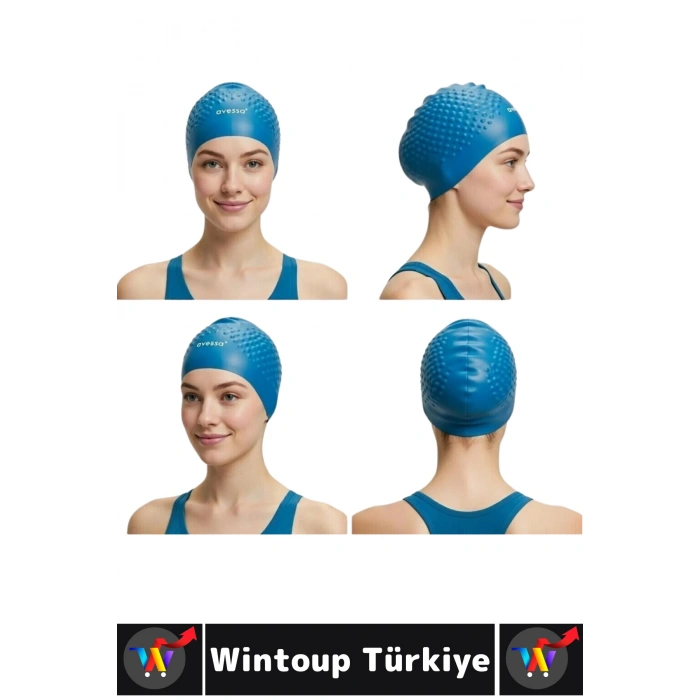 #Bone Yumuşak Havuz Deniz Yüzme Kulağa Su Kaçırmaz Elastik Silikon Büyük Beden Saç Bonesi İkili SET