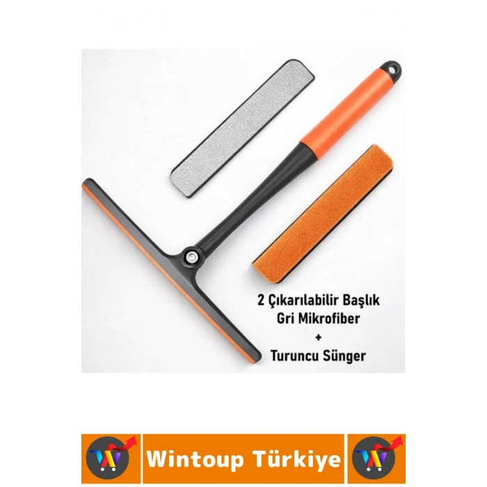 #CamTemizleyici Banyo Duşakabin Oto Bakım 360 Derece Oynar Çift Başlık Çekçek Cam Temizleme Aparatı