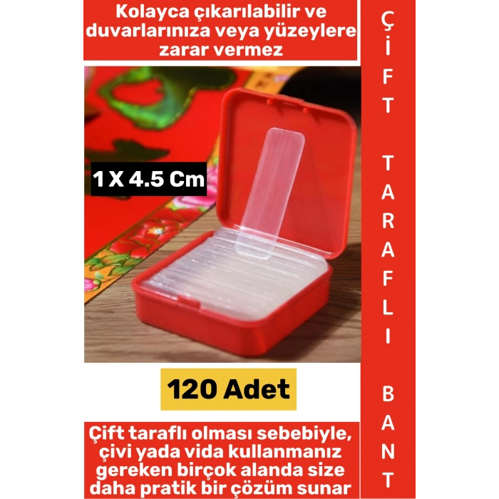 #ÇiftTaraflıBant İz Bırakmaz Pratik Tablo Çerçeve Çift Taraflı Nano PU Jel Şeffaf Bant 120 Adet