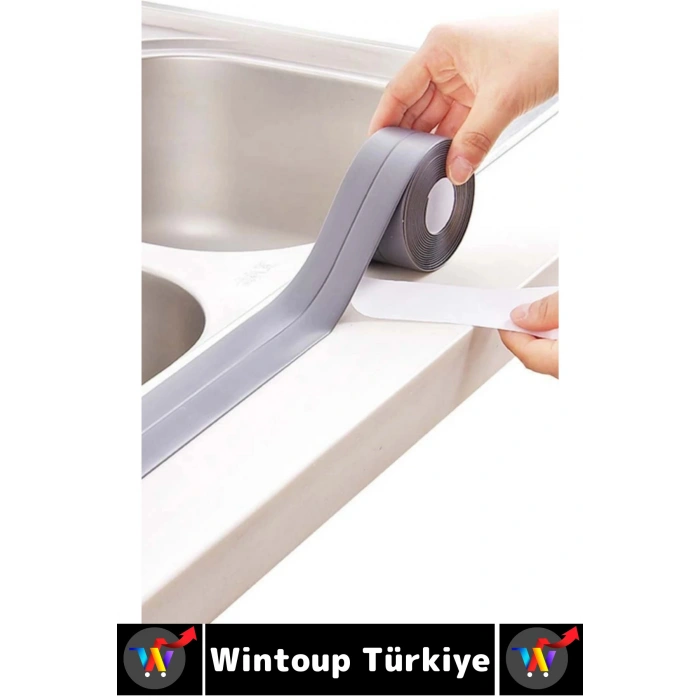 #BantSeti Mutfak Lavabo Pencere Sızdırmaz Kenar Yalıtım Bandı Çok Şık Beyaz-Gri 3.2 Metre 10lu Set