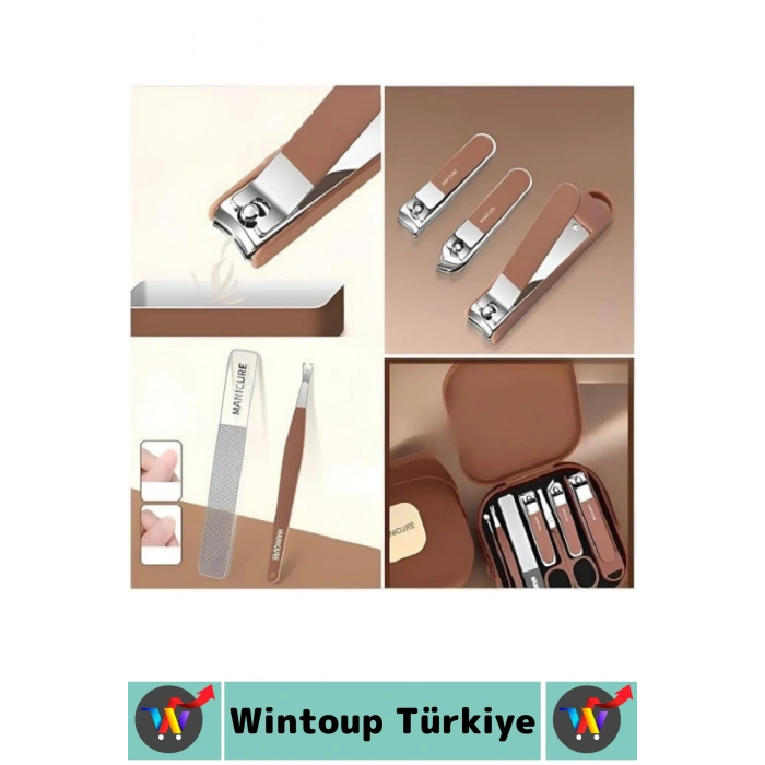 #ManikürSeti Kompakt Kadın Erkek Makas Törpü Tırnak El Bakım Şık Taşıma Çantalı Manikür Seti 8 Parça