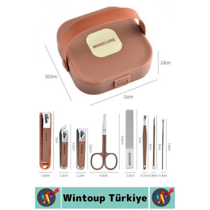 #ManikürSeti Kompakt Kadın Erkek Makas Törpü Tırnak El Bakım Şık Taşıma Çantalı Manikür Seti 8 Parça