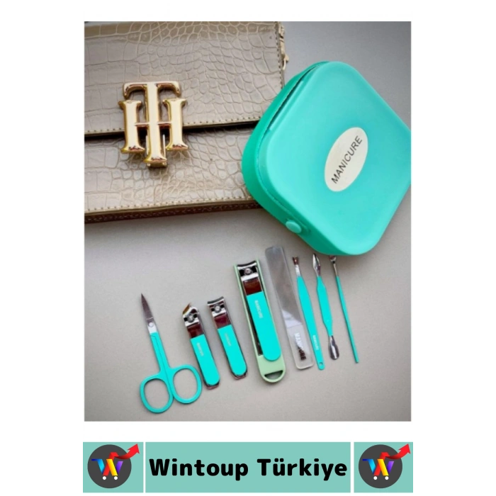 #ManikürSeti Kompakt Kadın Erkek Makas Törpü Tırnak El Bakım Şık Taşıma Çantalı Manikür Seti 8 Parça