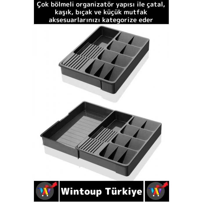 #ÇatalKaşıklık Uzun Ömürlü Çok Şık Mutfak Dolap Çekmece İçi Ayarlanabilir Sürgülü Çatal Kaşıklık