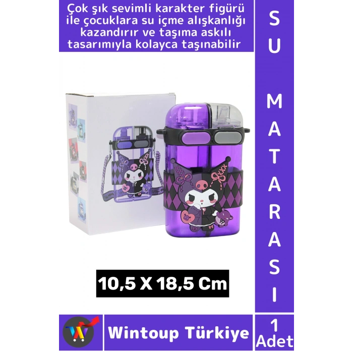 #SuMatarası Ofis Okul Spor Çocuk Su İçme Alışkanlığı Sevimli Figür Çift Bölmeli Askılı Su Matarası