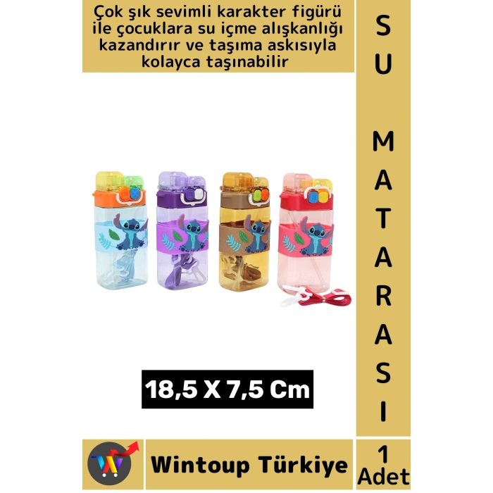 #SuMatarası Ofis Okul Spor Çocuk Su İçme Sevimli Figürlü Çift Bölmeli Pipetli Askılı Su Matarası
