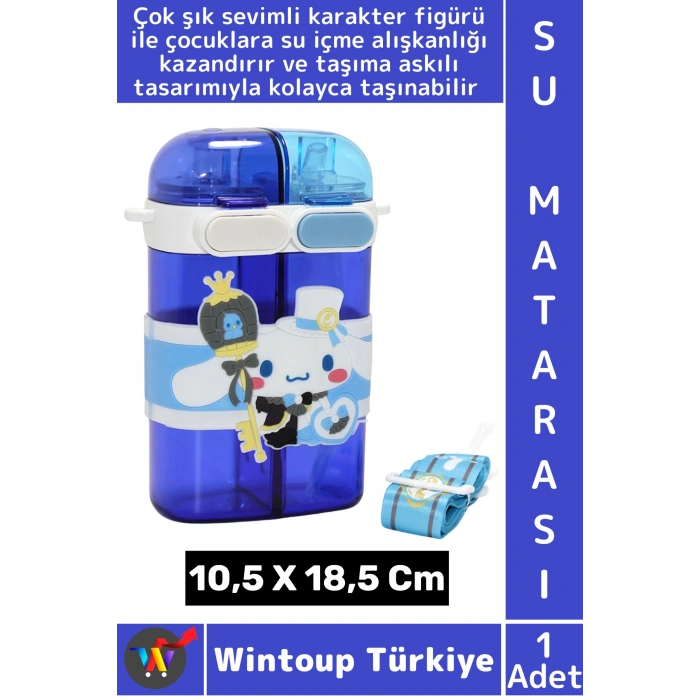 #SuMatarası Ofis Okul Spor Çocuk Su İçmeyi Sevdiren Sevimli Figürlü Çift Bölmeli Askılı Su Matarası