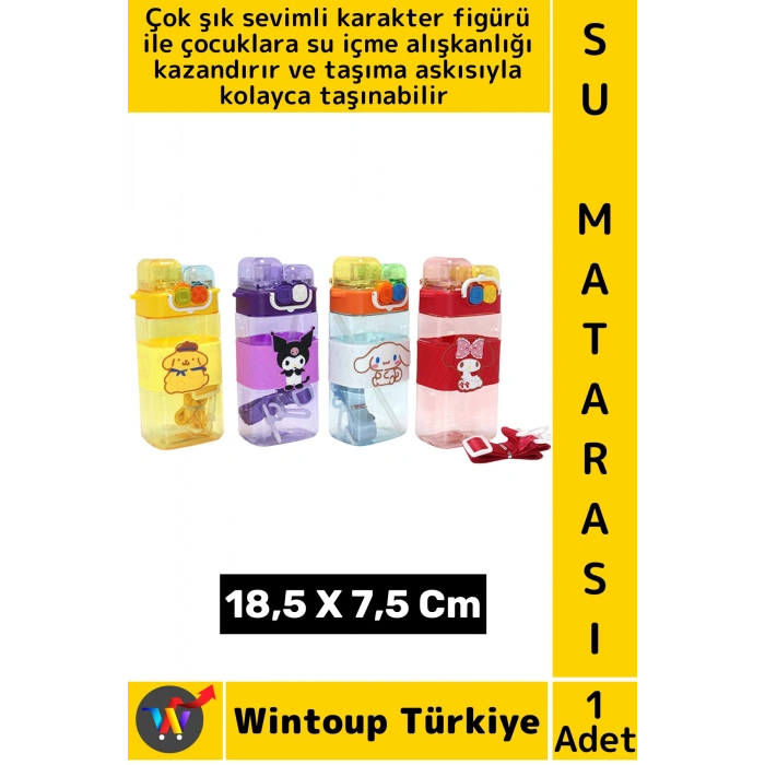 #SuMatarası Ofis Okul Spor Çocuk Su İçme Şık Sevimli Figür Çift Bölmeli Pipetli Askılı Su Matarası
