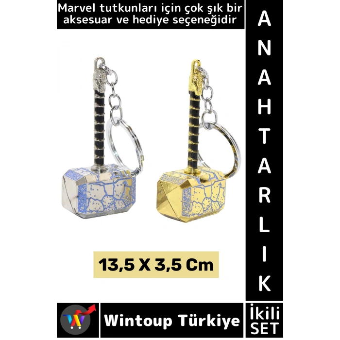 #Anahtarlık Dekoratif Koleksiyon Hediyelik Çok Şık Marvel Figürü Thor Çekici Anahtarlık İkili SET