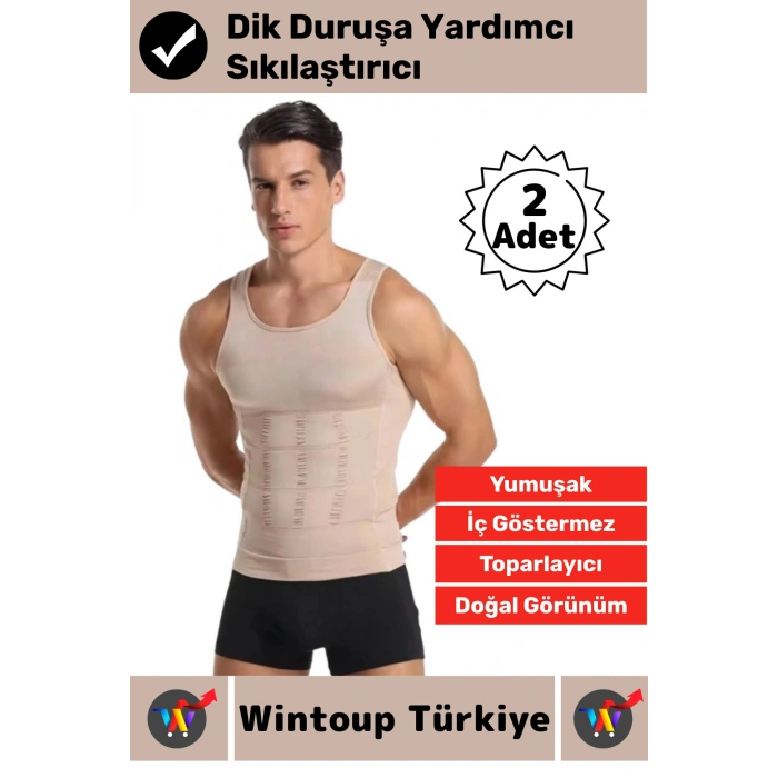 #Korse Kıyafet Altında Belli Olmaz Dik Duruşa Yardımcı Göğüs Karın Sıkılaştıran Erkek Korse 2 Adet