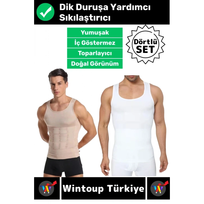 #Korse Kıyafet Altında Belli Olmaz Dik Duruşa Yardımcı Göğüs Karın Sıkılaştıran Erkek Korse 4lü Set