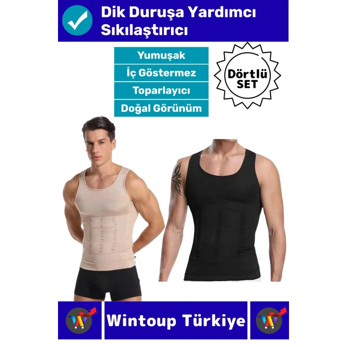 #Korse Kıyafet İçinde Belli Olmaz Dik Duruşa Yardımcı Göğüs Karın Sıkılaştıran Erkek Korse 4lü Set