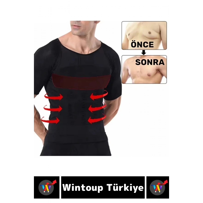#Korse Dik Duruş Bel Göğüs Karın Göbek Sıkılaştıran Toparlayıcı Erkek Kısa Kol Fanila Korse 6lı Set