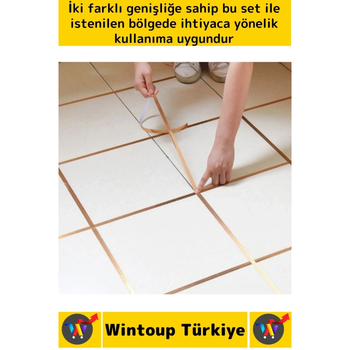#Bant Kendinden Yapışkanlı Güçlü Su Geçirmez Karo Zemin Fayans Arası Şerit Derz Bant Goldi 2li Set