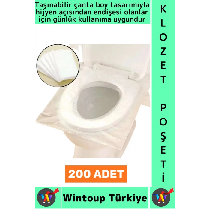 #KlozetPoşeti Çanta Boy Hijyenik Tam Kapama Her Biri Tek Kullanım Tuvalet Klozet Kapak Poşeti 200lü