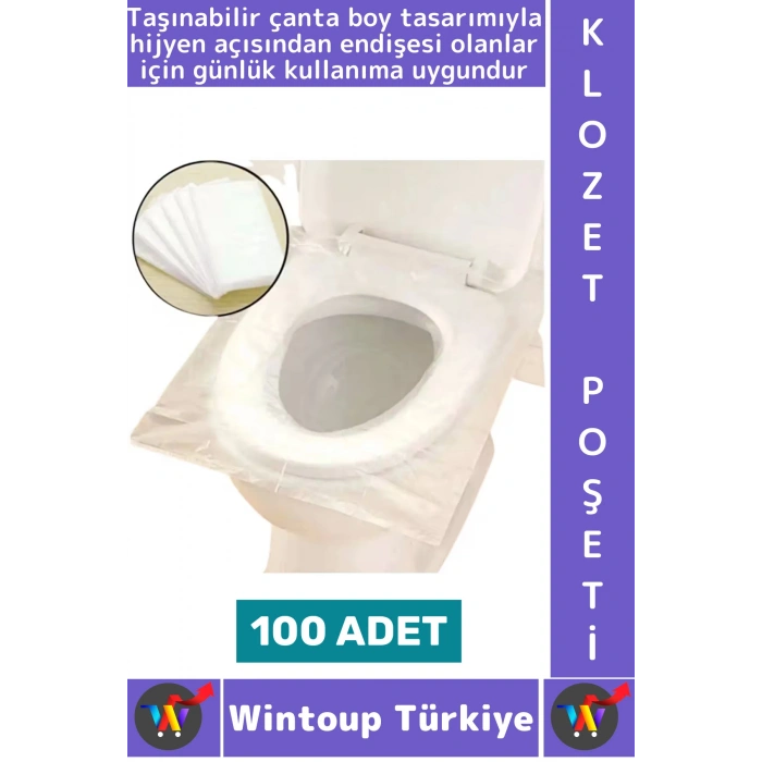#KlozetPoşeti Çanta Boy Hijyenik Tam Kapama Her Biri Tek Kullanım Tuvalet Klozet Kapak Poşeti 100lü