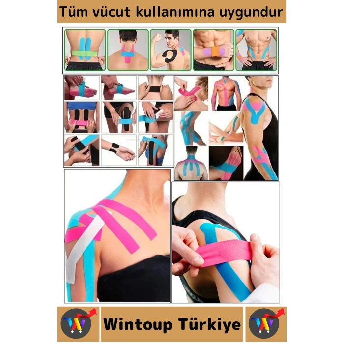 #AğrıBandı Hızlı Etki Bel Bacak Kol Boyun Sırt Omuz Kalça Kas Spor Ağrı Bandı 5 Metre Ten İkili Set