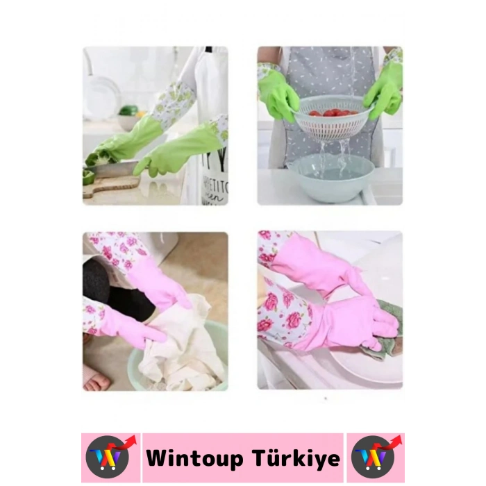 #TemizlikEldiveni Kaymaz Su Geçirmez Dirsek Destekli Bahçe Bakım Bulaşık Temizlik Uzun Eldiven
