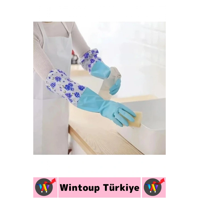 #TemizlikEldiveni Kaymaz Su Geçirmez Dirsek Destekli Bahçe Bakım Bulaşık Temizlik Uzun Eldiven