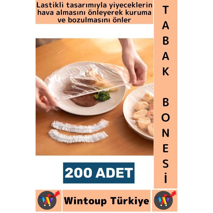 #TabakBonesi Hava Almaz Bozulma Önleyen Yemek Saklama Tazelik Lastikli Tencere Tabak Bonesi 200 Adet