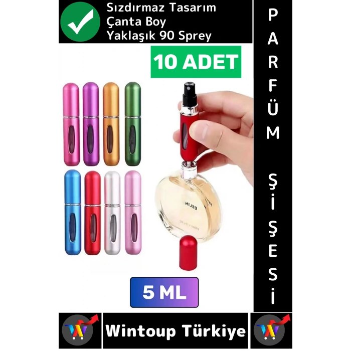 #ParfümŞişesi Sızdırmaz Kapaklı Doldurulabilir Pratik Çanta Boy Cep Parfümü Şişesi 5 ML X 10 Adet