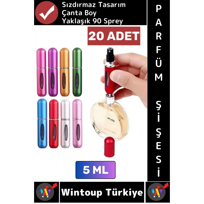 #ParfümŞişesi Sızdırmaz Kapaklı Doldurulabilir Pratik Çanta Boy Cep Parfümü Şişesi 5 ML X 20 Adet