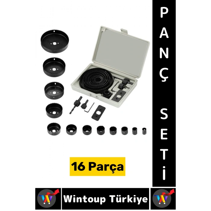 #PançSeti Dayanıklı Ağaç Kesme Testere Matkap Ucu Takımı Alçıpan Tavan Kesme 16 Parça PANÇ SETİ