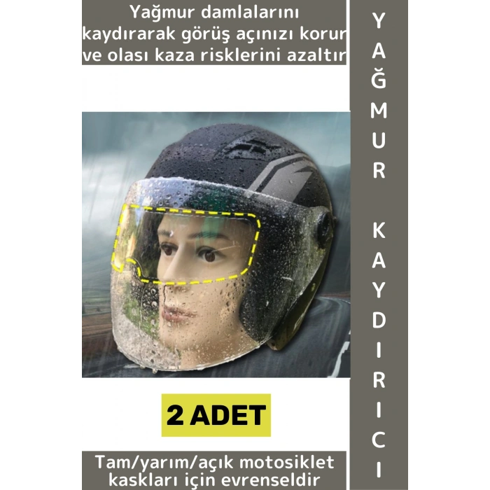 #MotorAksesuar Açık Tam Yarım Motor Kaskı Uyumlu Görüş Açısı Koruyucu Pratik Yağmur Kaydırıcı 2 Adet