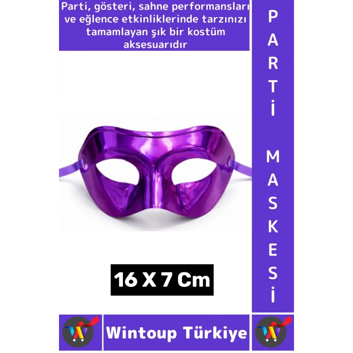 #PartiMaskesi Kadın Erkek Kostüm Davet Yılbaşı Cosplay Metalize Parlak Şık Parti Maskesi 16 X 7 Cm