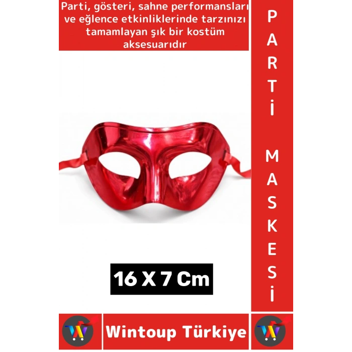 #PartiMaskesi Kadın Erkek Kostüm Davet Yılbaşı Cosplay Metalize Parlak Şık Parti Maskesi 16 X 7 Cm