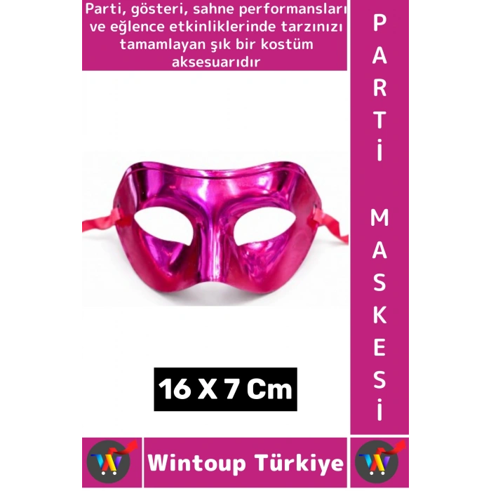 #PartiMaskesi Kadın Erkek Kostüm Davet Yılbaşı Cosplay Metalize Parlak Şık Parti Maskesi 16 X 7 Cm
