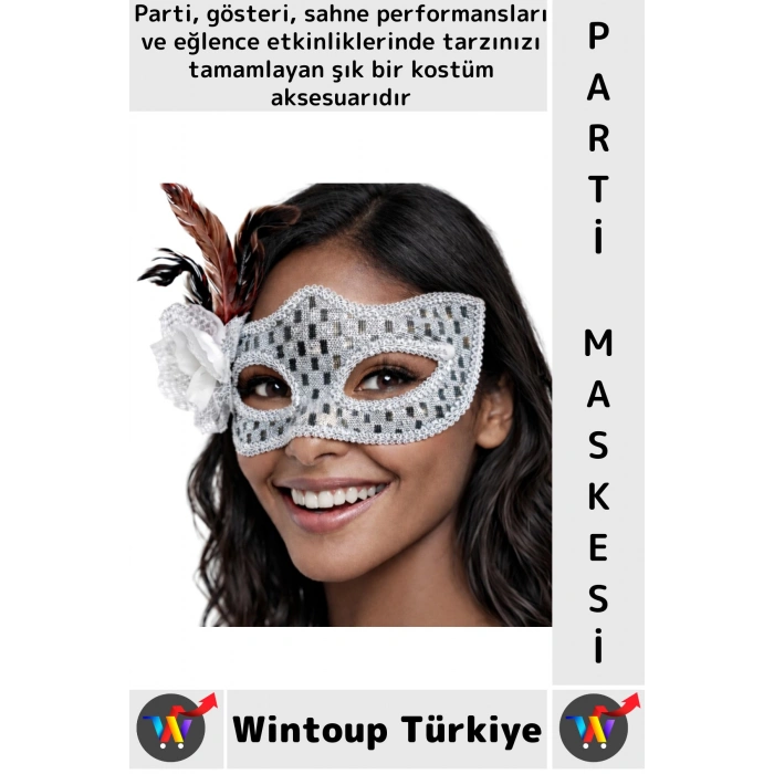 #PartiMaskesi Göz Çevresi İşlemeli Estetik Kostüm Davet Yılbaşı Cosplay Balo Şık Tüylü Parti Maskesi