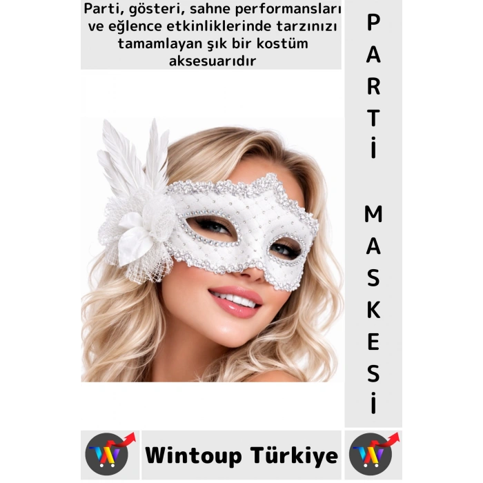 #PartiMaskesi Luxery Estetik Kostüm Davet Yılbaşı Cosplay Balo Şık Tüylü Venedik Parti Maskesi
