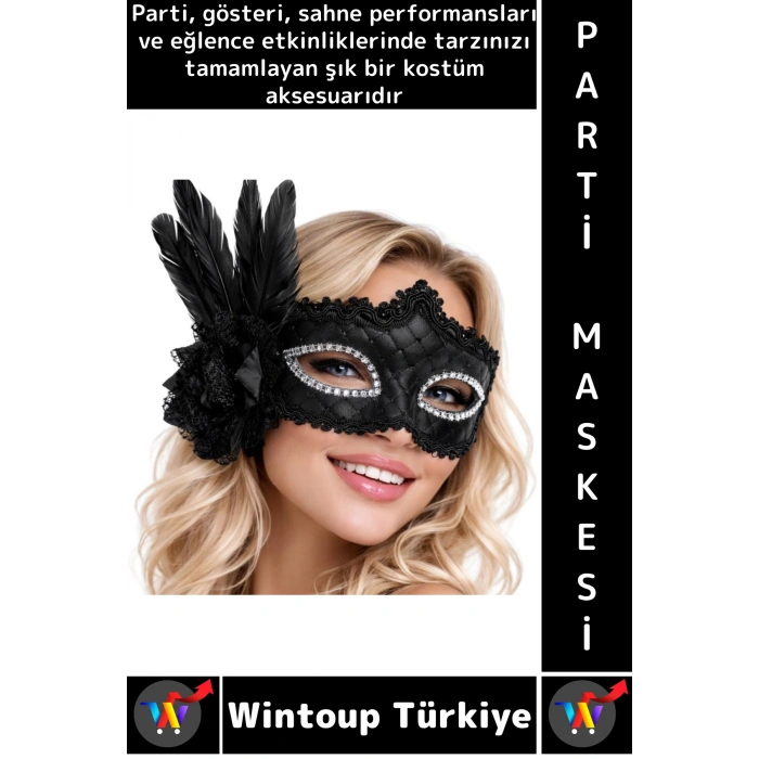 #PartiMaskesi Luxery Estetik Kostüm Davet Yılbaşı Cosplay Balo Şık Tüylü Venedik Parti Maskesi
