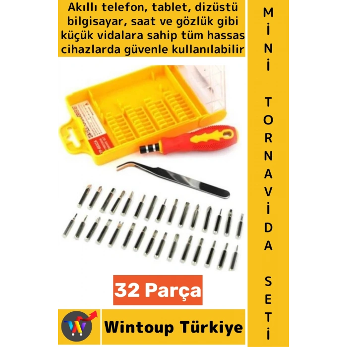 #TornavidaSeti Kompakt Telefon Laptop Saat Gözlük Elektronik Tamirat Mini Tornavida Seti 32 Parça