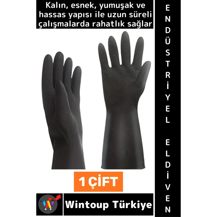 #Eldiven Kaymaz Kalın Esnek Yumuşak İnşaat Bahçe Oto Temizlik Hijyenik Şık Siyah Endüstriyel Eldiven