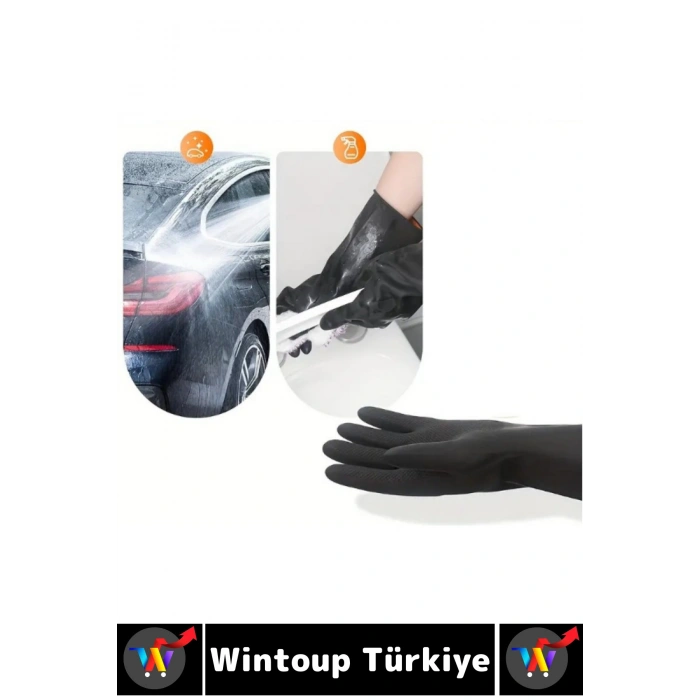 #Eldiven Kaymaz Kalın Esnek Yumuşak İnşaat Bahçe Oto Temizlik Hijyenik Şık Siyah Endüstriyel Eldiven