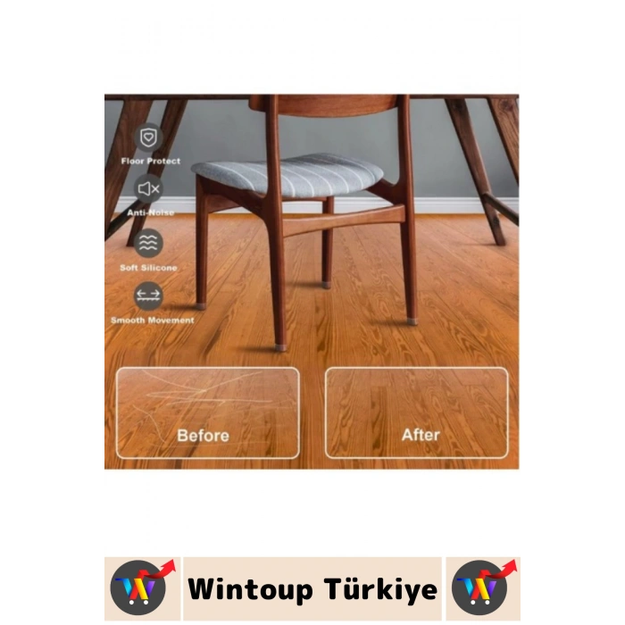 #SandalyeKoruyucu İz Bırakmaz Keçe Esnek Şeffaf Silikon Yuvarlak Kare Sandalye Ayak Koruyucu 4 Adet