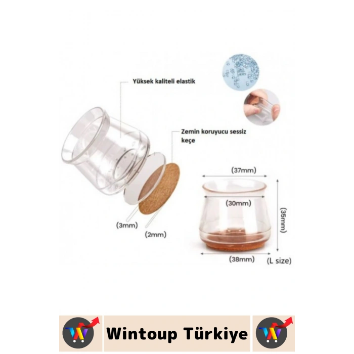 #SandalyeKoruyucu İz Bırakmaz Keçe Esnek Şeffaf Silikon Yuvarlak Kare Sandalye Ayak Koruyucu 12 Adet