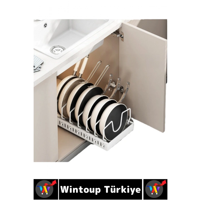 #MutfakOrganizer Montajsız Mutfak Tezgah Dolap Düzenleyici Teleskopik Raylı Tava Tencere Organizeri