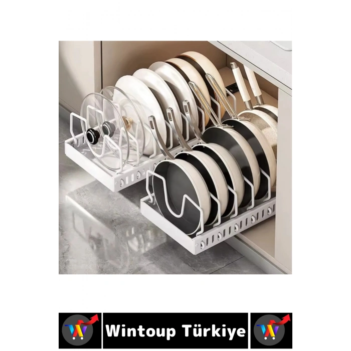 #MutfakOrganizer Montajsız Mutfak Tezgah Dolap Düzenleyici Teleskopik Raylı Tava Tencere Organizeri