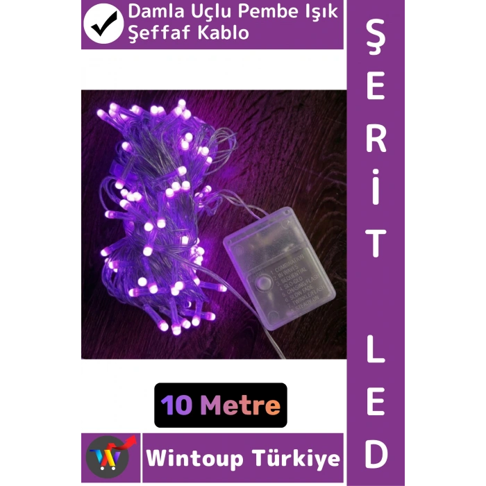 #LedIşık Dekoratif Ev Ofis Parti Yılbaşı Vitrin Oda Süsleme 100 Ledli Damla Uçlu 10 Metre Şerit Led