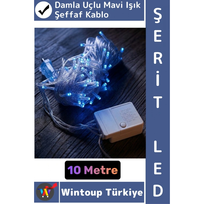 #LedIşık Dekoratif Ev Ofis Parti Yılbaşı Vitrin Oda Süsleme 100 Ledli Damla Uçlu 10 Metre Şerit Led