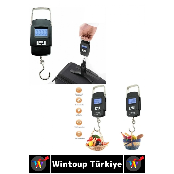 #ElTartısı Kompakt Seyahat Bavul Ağırlık El Kantarı Terazi Dijital LCD Ekran El Tartısı 50 Kg 2 Adet