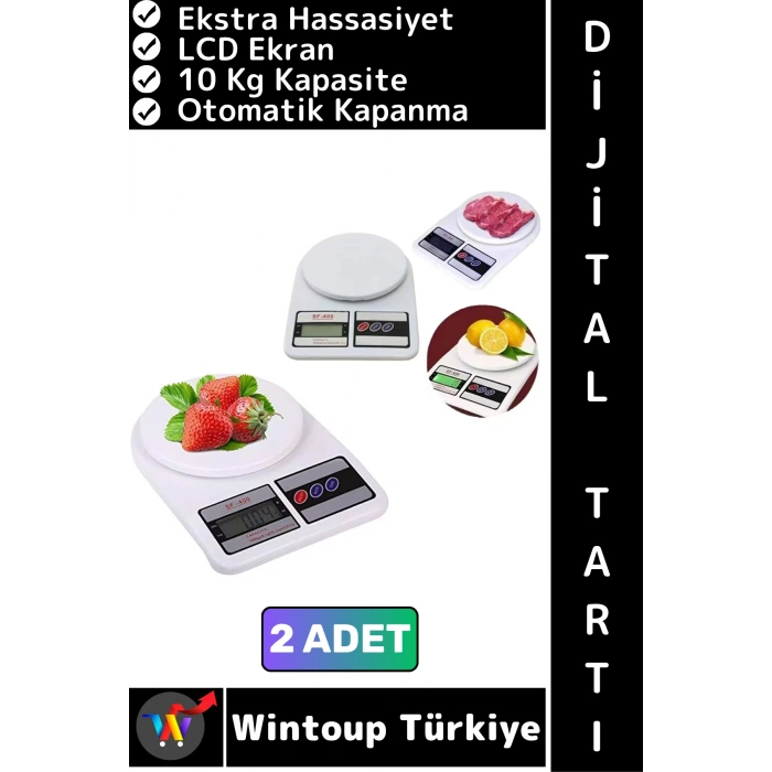 #MutfakTartısı Ekstra Hassasiyet Terazi Aşırı Yük Göstergesi LCD Ekran Mutfak Tartısı 10 Kg 2 Adet